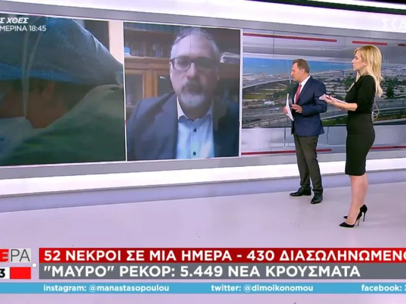 Θωμαΐδης σε ΣΚΑΪ: Μπορεί να φτάσουμε και τα 10.000 κρούσματα-Να εξετάσουμε τοπικά lockdown 