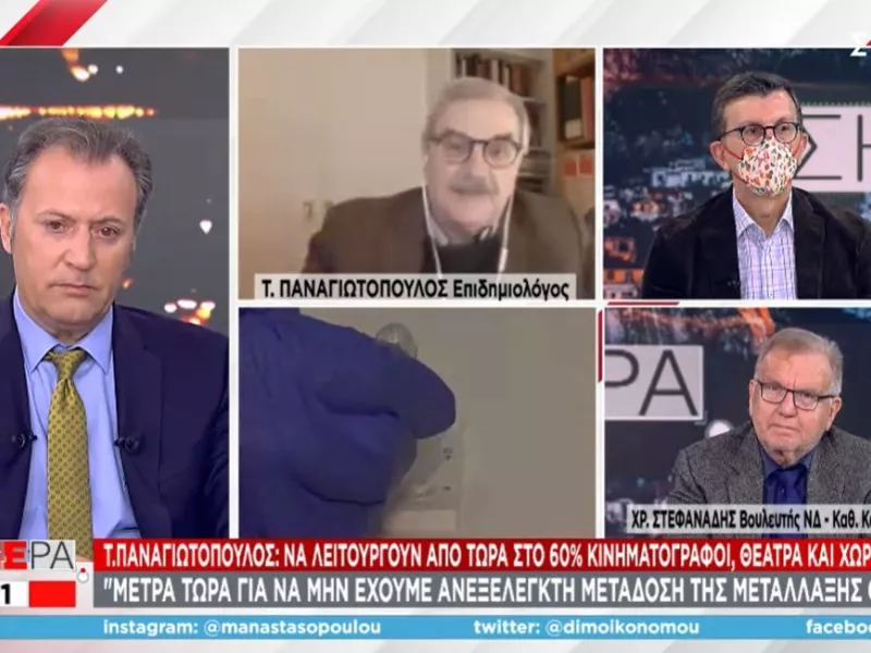 Παναγιωτόπουλος σε ΣΚΑΪ: Nα λειτουργούν στο 60% οι κλειστοί χώροι-Κίνδυνος για ανεξέλεγκτη διασπορά 