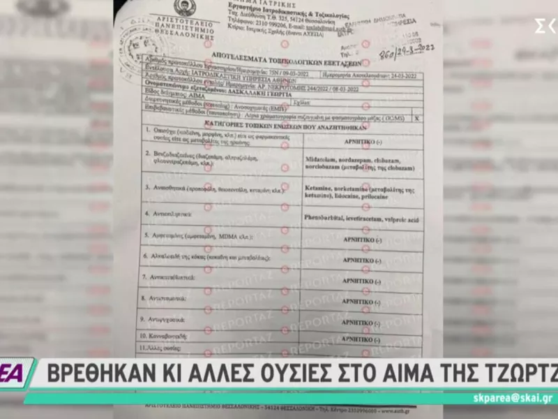 Κι άλλες ουσίες βρέθηκαν στον οργανισμό της Τζωρτζίνας -Τι δείχνουν οι τοξικολογικές