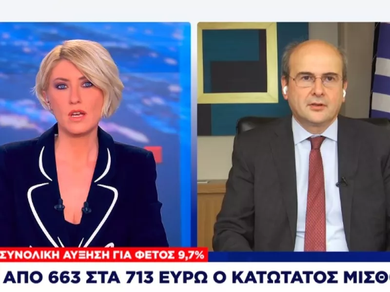 Χατζηδάκης στον ΣΚΑΪ: Συνολική ετήσια αύξηση 882 ευρώ με τις δύο αυξήσεις του κατώτατου μισθού