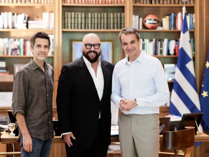 Μητσοτάκης με Desmond Child και Φοίβο