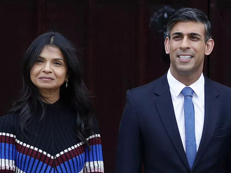 Britain's Prime Minister Rishi Sunak with his wife Akshata Murty