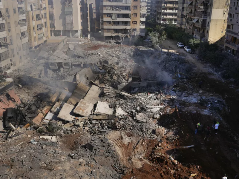 the site of the assassination of Hezbollah leader Hassan Nasrallah in Beirut