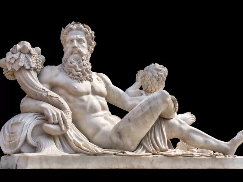 Marble statue of greek god Zeus 