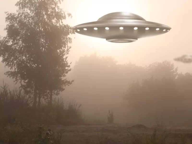 Alien spaceships flying