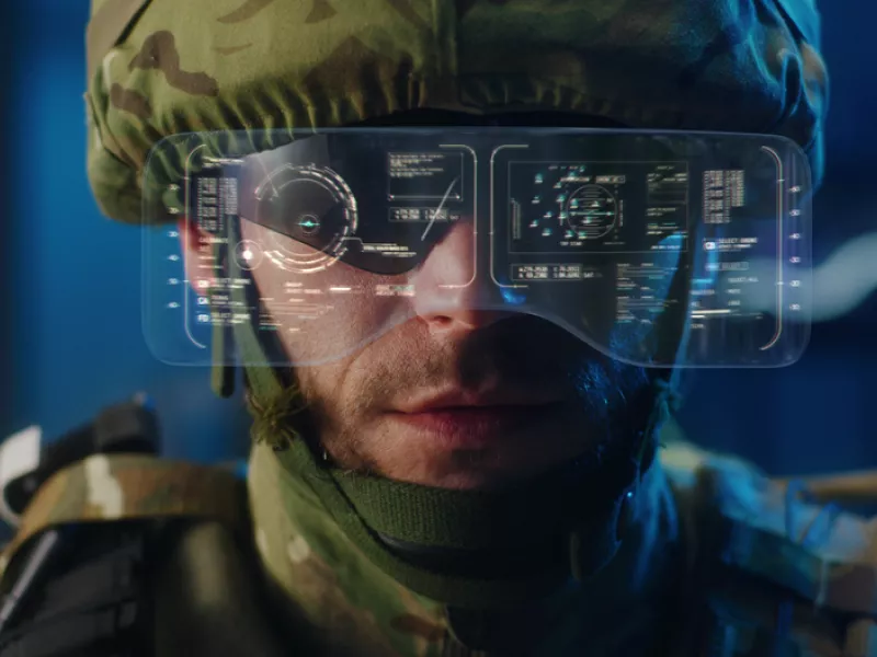 soldier using high-tech sunglasses