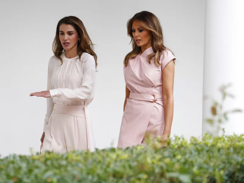Melania Trump with Jordan's Queen Rania